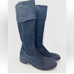 Co Op Barney’s New York Suede Leather Riding Boots Cuff Snap Size 37.5